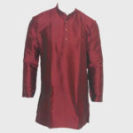 Dennis Marton Maroon Jari Embroidered Semi Silk Full Sleeve Men’s Indo Western Kurta