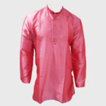 Ethos Peach Color Jari Embroidered Semi Silk Full Sleeve Men’s Indo Western Kurta