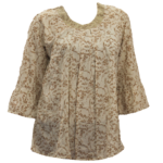 Off White Printed Round Neck Embroidery Girls Top