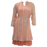 Casual Partyware Lines Multi Color Georgette Round Neck Girls Dresses