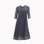 Casual Partyware  Navy Blue Georgette Collar Neck Girls Dresses