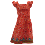 Jilax Fasion Printed Half Sleave Red Color Girls Frock