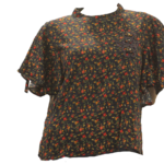 Multicolor Printed Embroidery Round Neck Girls Top